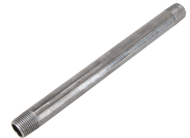 1/2 Inch X 8 Inch Black Pipe Nipple - Durable Steel Construction