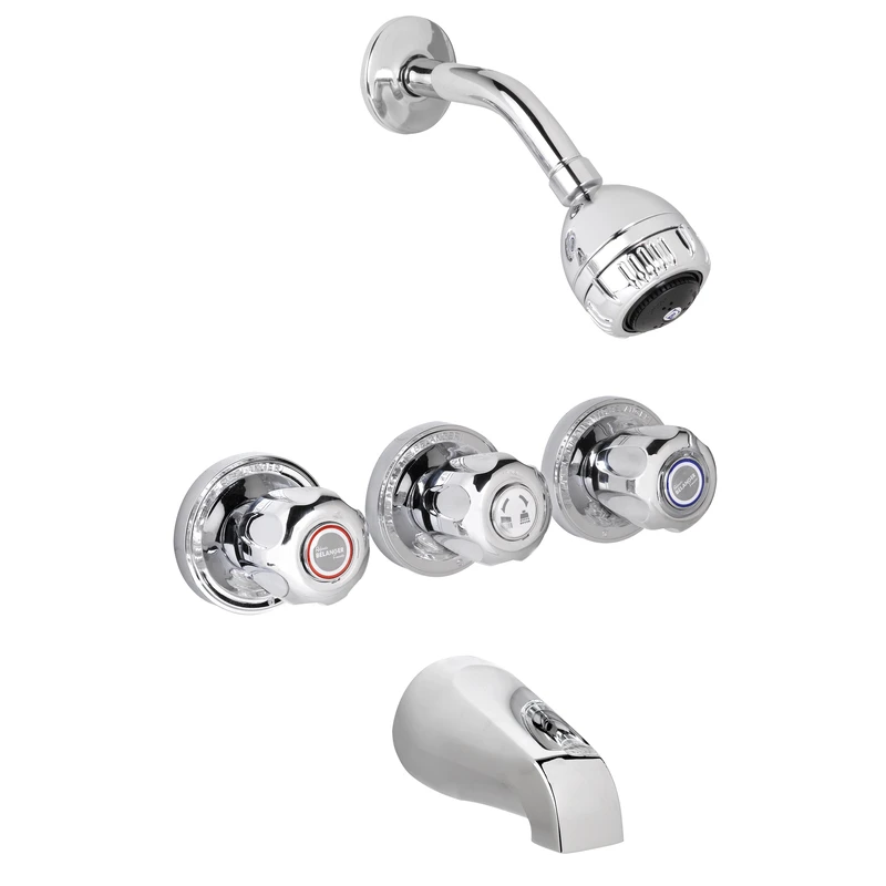 3-handle 2-spray Tub And Shower Faucet With Valve In Polished Chrome