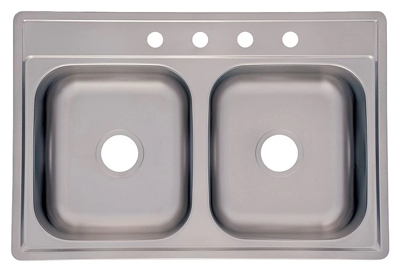 Kindred Fdg704n Stainless Steel Double Bowl Kitchen Sink, 33 In X 22 In X 7 In