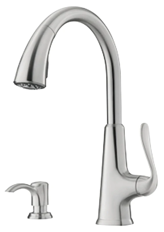 Pasadena Single-handle Pull-down Sprayer Kitchen Faucet With Soap Dispenser Stainless Steel