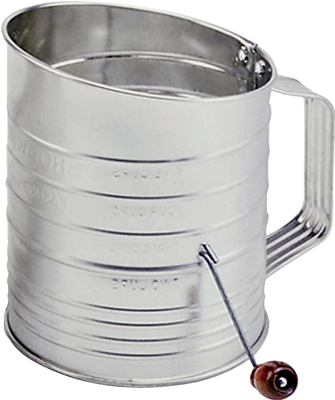 137 Hand Crank Sifter, 5-cup Capacity, Stainless Steel Construction