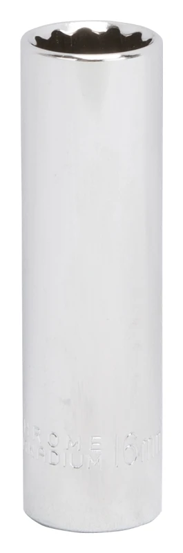 1/2 Drive Deep Socket 16mm 12 Point Chrome Vanadium Steel