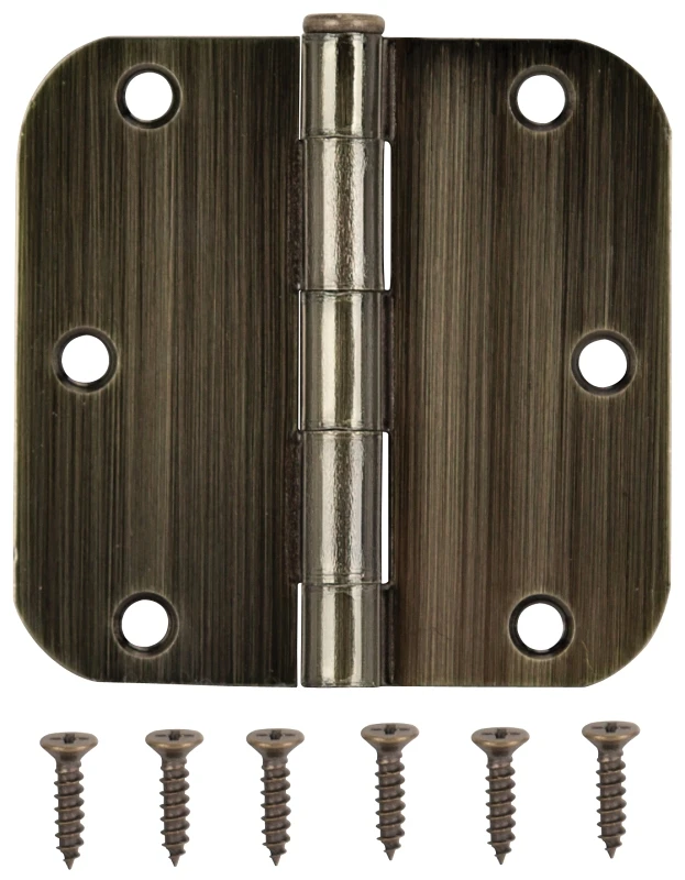 3.5 Inch Antique Brass Door Hinge With 5/8 Inch Radius, Model 20347abx