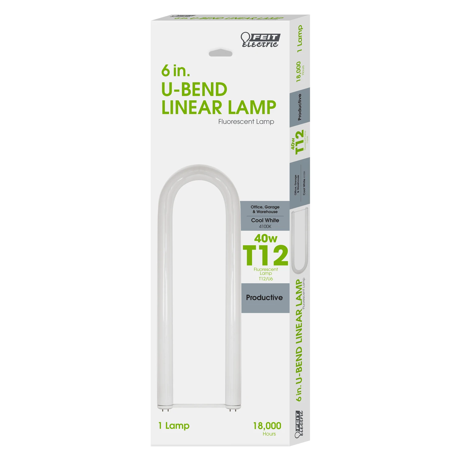Feit Electric F40CWX/U6 Fluorescent Bulb, 40 W, T12 Lamp, G13 Lamp Base, 2700 Lumens, 4100 K Color Temp