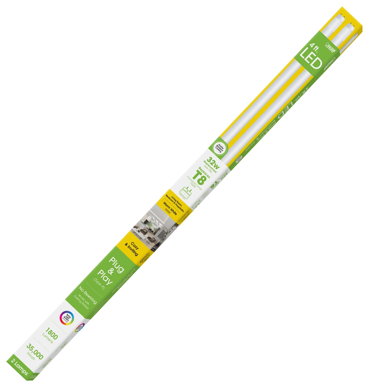 Feit Electric Plug & Play Linear G13 (Medium Bi-Pin) LED Bulb Warm White 32 Watt Equivalence 2
