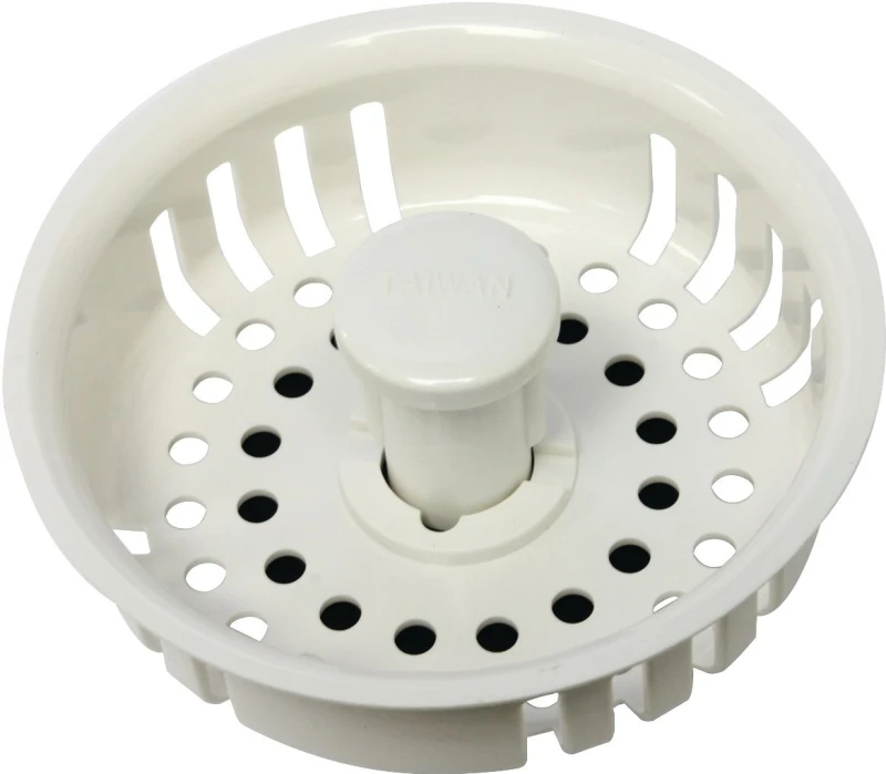 3-1/2 In. Plastic Replacement Strainer Basket With Adjustable Post - White