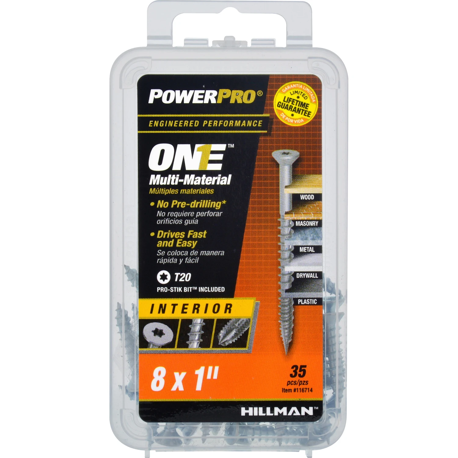 Power Pro One Interior Screws, Flat Head, Zinc-Plated, #8 x 1-In., 35-Pk.