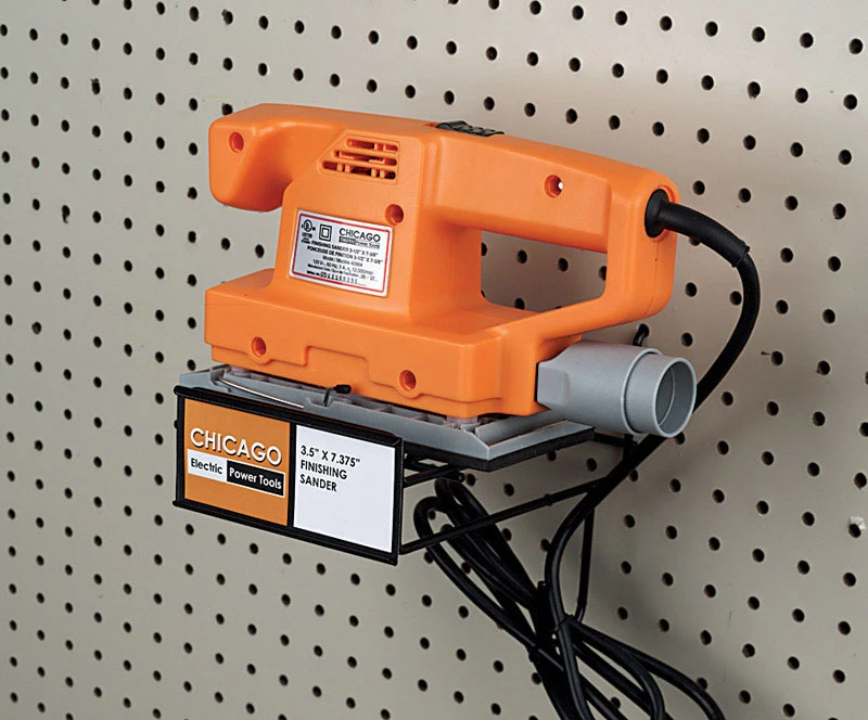 Black Palm Sander Display Hanger With Fact Tag Holder