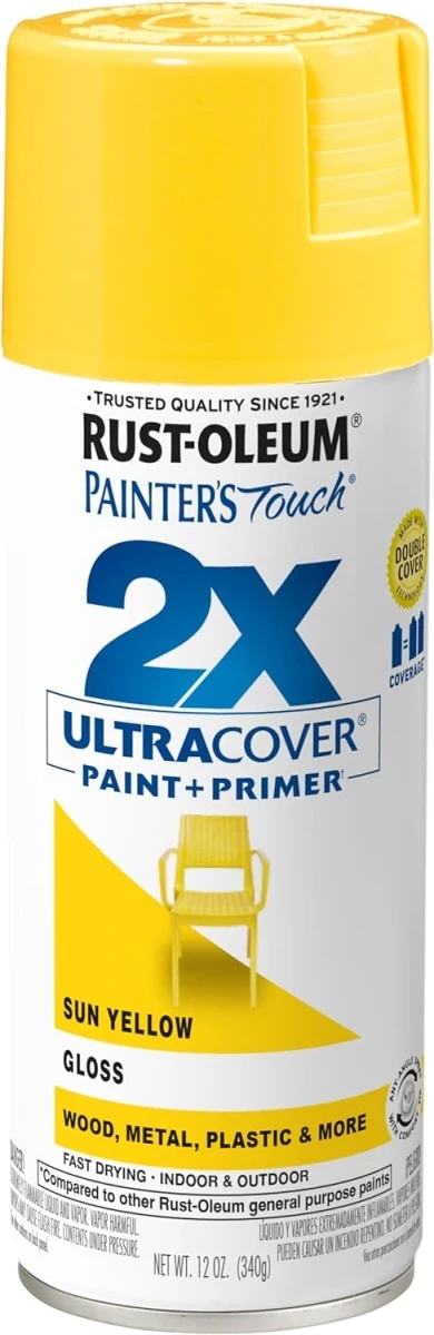 Painter's Touch 2X Gloss Sun Yellow Spray Paint, 12 Ounce Can