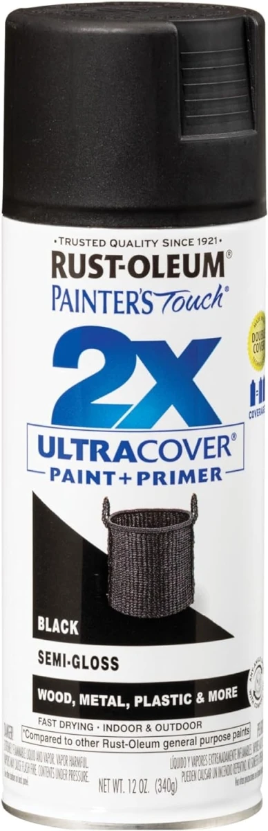 Painter's Touch 2x Ultra Cover 12 Oz. Semi-gloss Black Spray Paint