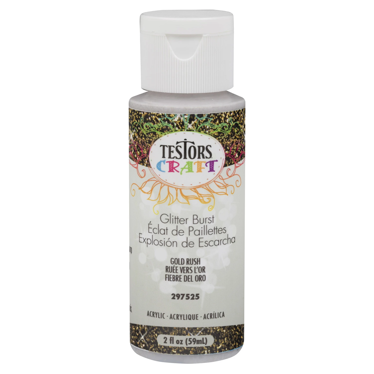 Acrylic Craft Paint Glitter Burst Gold Rush 2 Ounce Bottle
