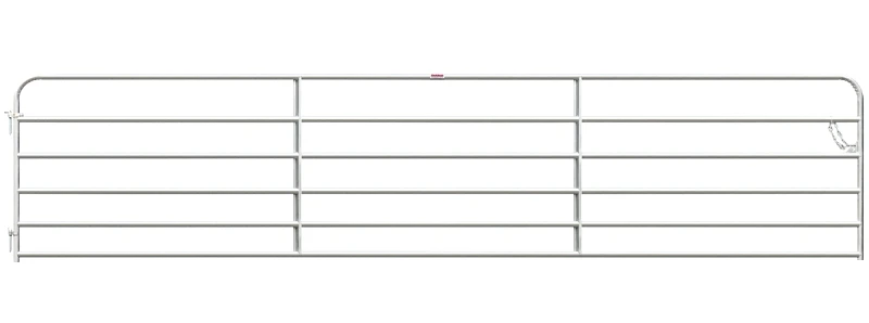 Galvanized Steel Farm Tube Gate with Six Rails, Sixteen Feet Long