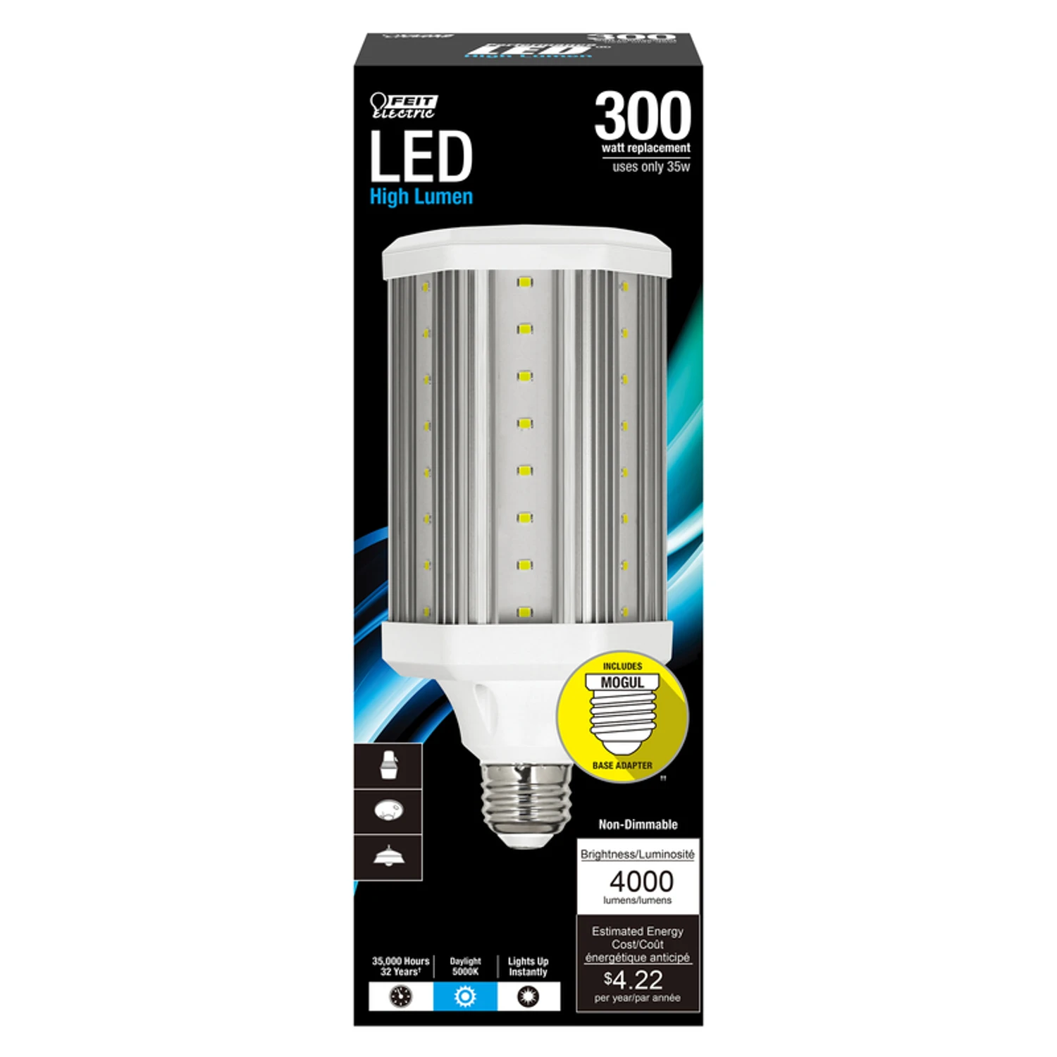 Feit Corn Cob E26 (Medium) LED Bulb Daylight 300 Watt Equivalence 1 pk
