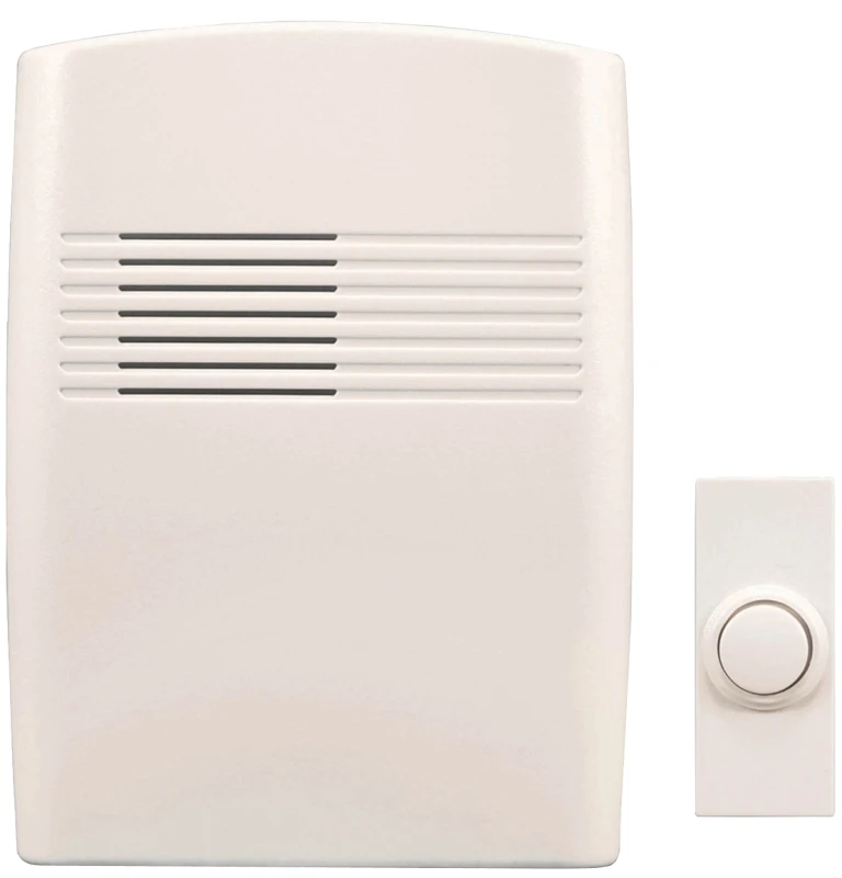Wireless Door Chime Kit With Push Button, White, Model 18000120