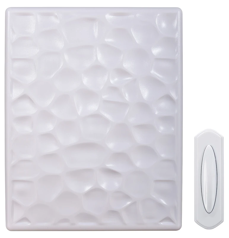 Sl-7400-03 Hammered White Wireless Door Chime Kit With Push Button