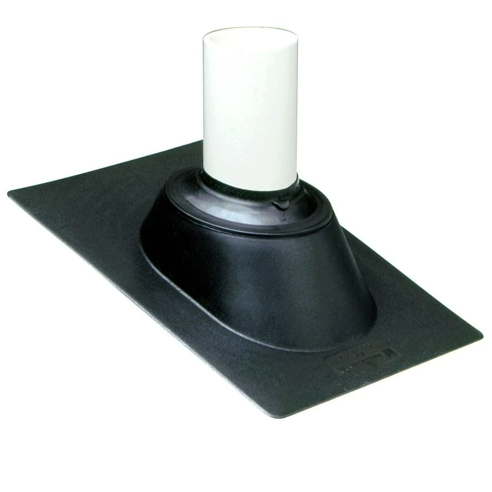Roof Flashing, Adjustable, Plastic Base, Fits 1.5 to 3 In. Pipe