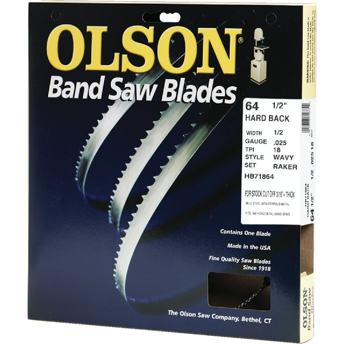 Olson 64.5 in. L X 0.5 in. W Metal Band Saw Blade 18 TPI Wavy teeth 1 pk