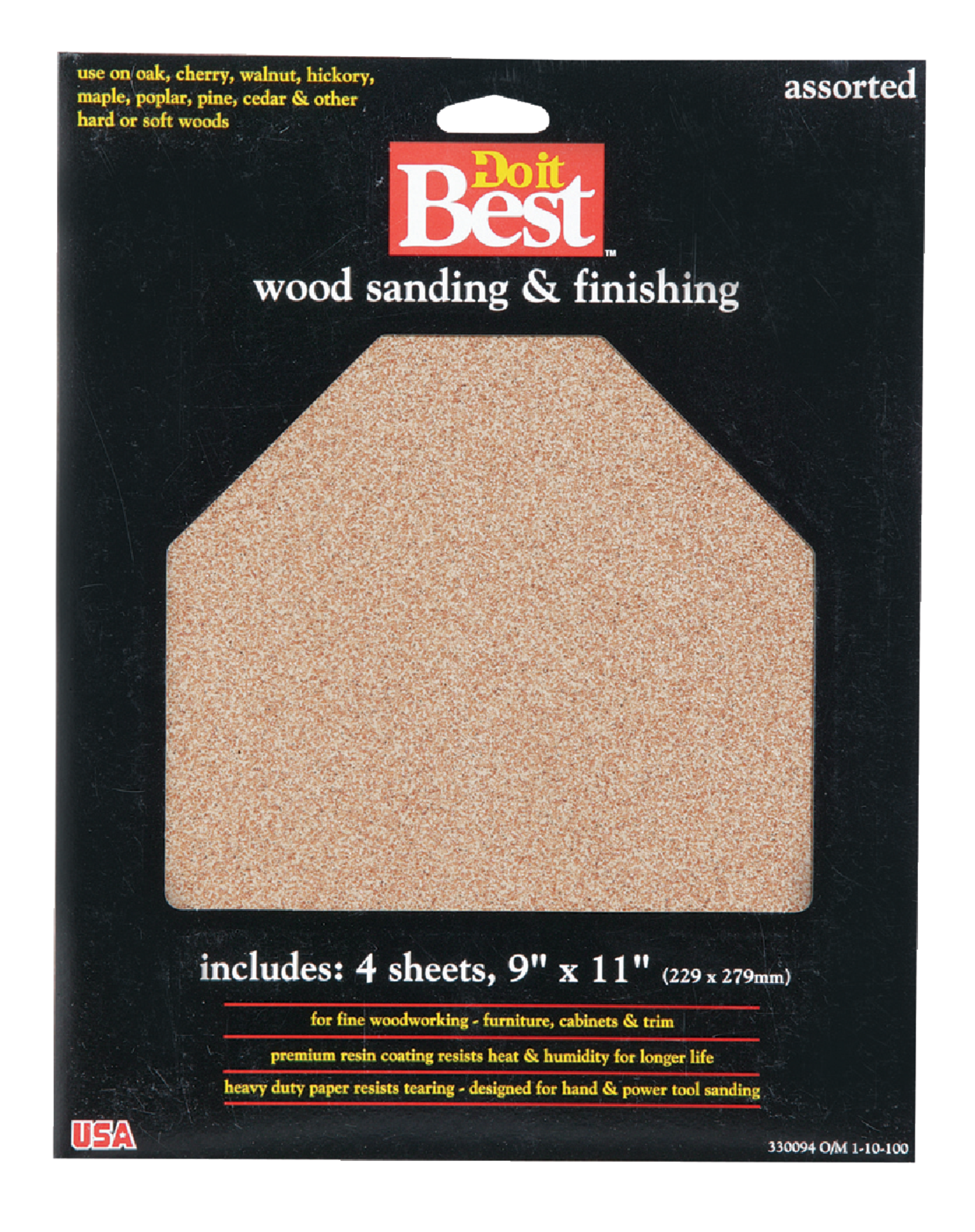 Do it Best Bare Wood 9 In. x 11 In. 220/150/100/60 Grit Assorted Grade Sandpaper (5-Pack)