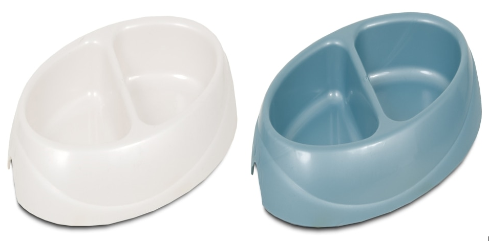 Assorted Double Diner Plastic 1 Cup Pet Bowl For All Pets - Model 23174