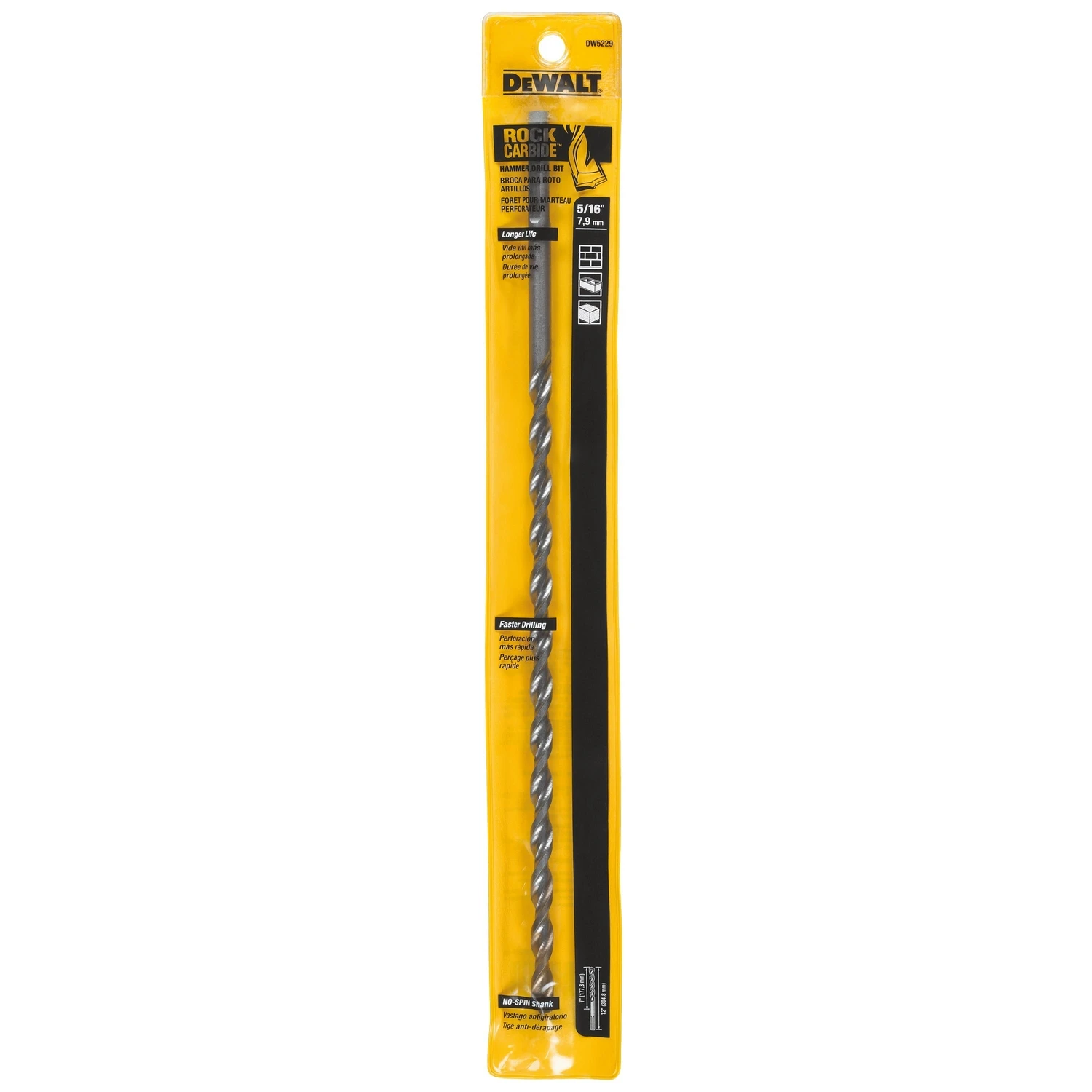 Percussion Masonry Drill Bit 5/16 Inch Diameter by 12 Inch Length