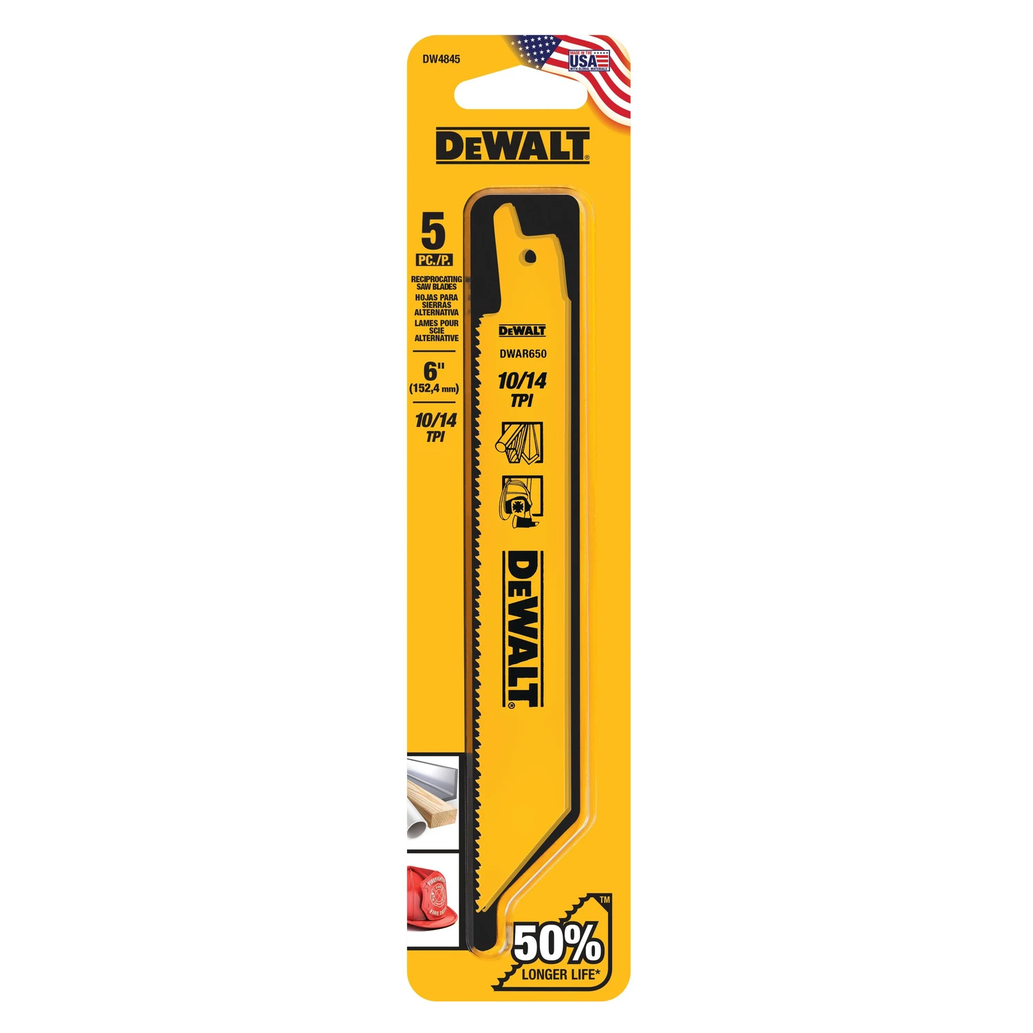 Bi-Metal Reciprocating Saw Blades, General Purpose, 6 In., 5-Pk.