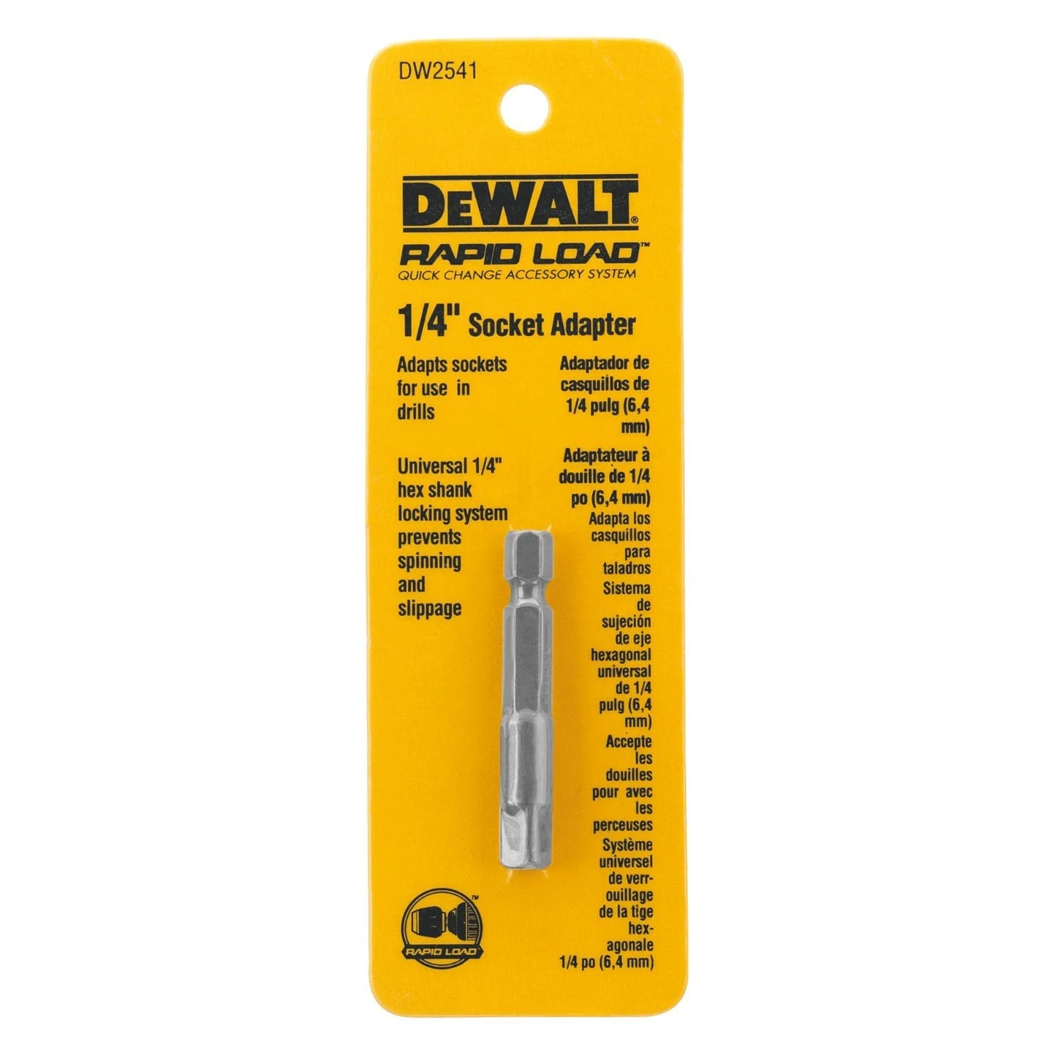 1/4 In. Square Socket Adapter, 2 In. Length, Model Dw2541
