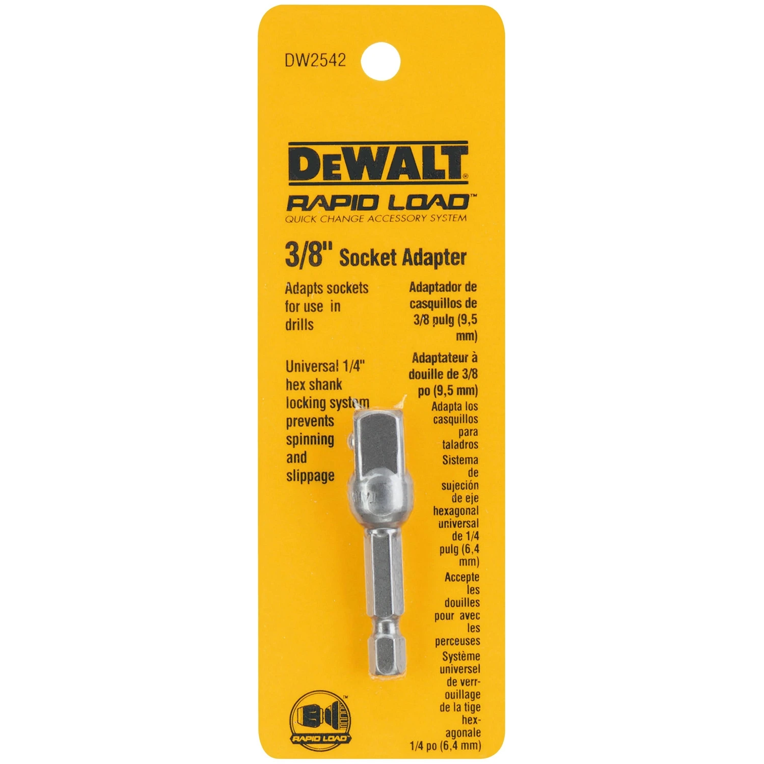3/8 In. Square Socket Adapter, 2 In. Length, Model Dw2542