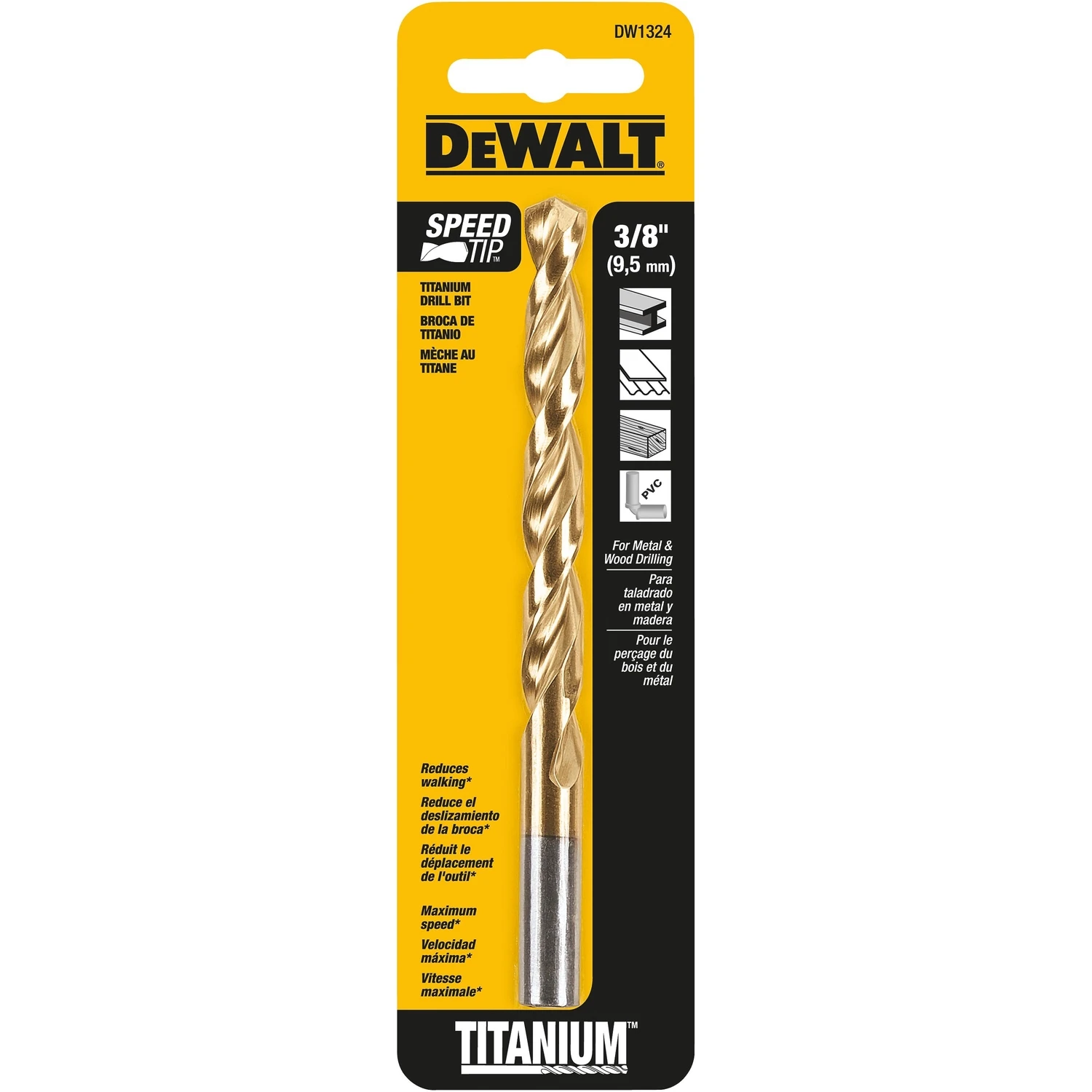 3/8 In. X 5 In. L High Speed Steel Titanium Split Point Drill Bit