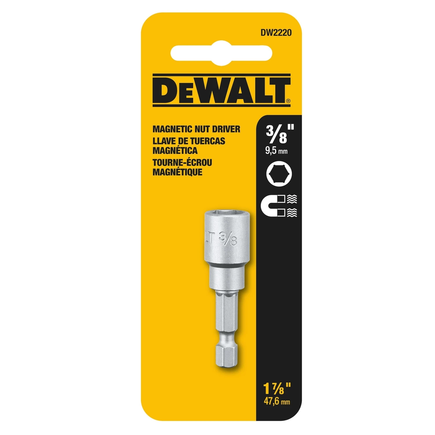 3/8 In. X 1-7/8 In. Magnetic Nutdriver Bit - Heat-treated Steel