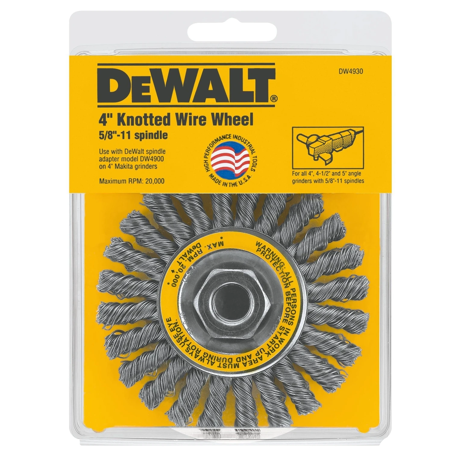 4 In. Cable Twist Wire Wheel Brush 0.020 In. For Angle Grinder Dw4930