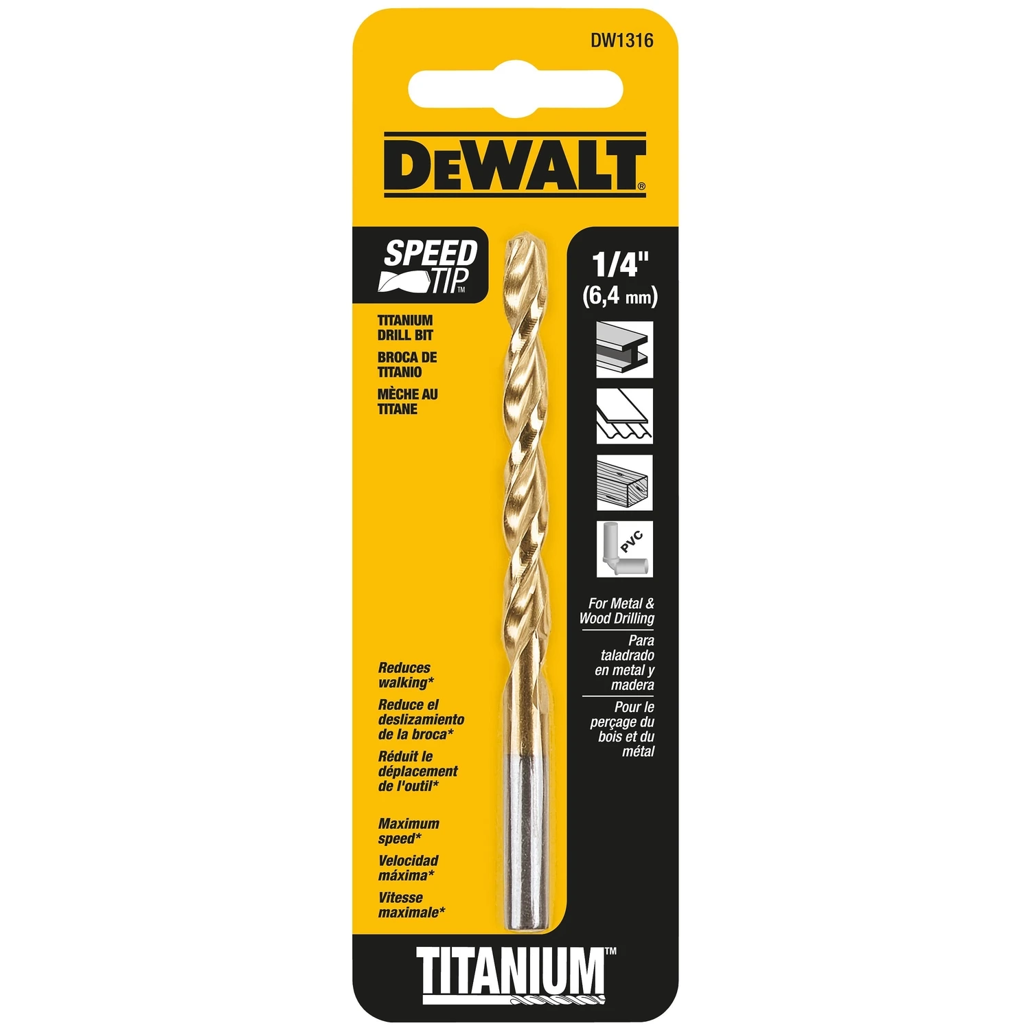 1/4 In. X 4 In. High Speed Steel Titanium Split Point Drill Bit