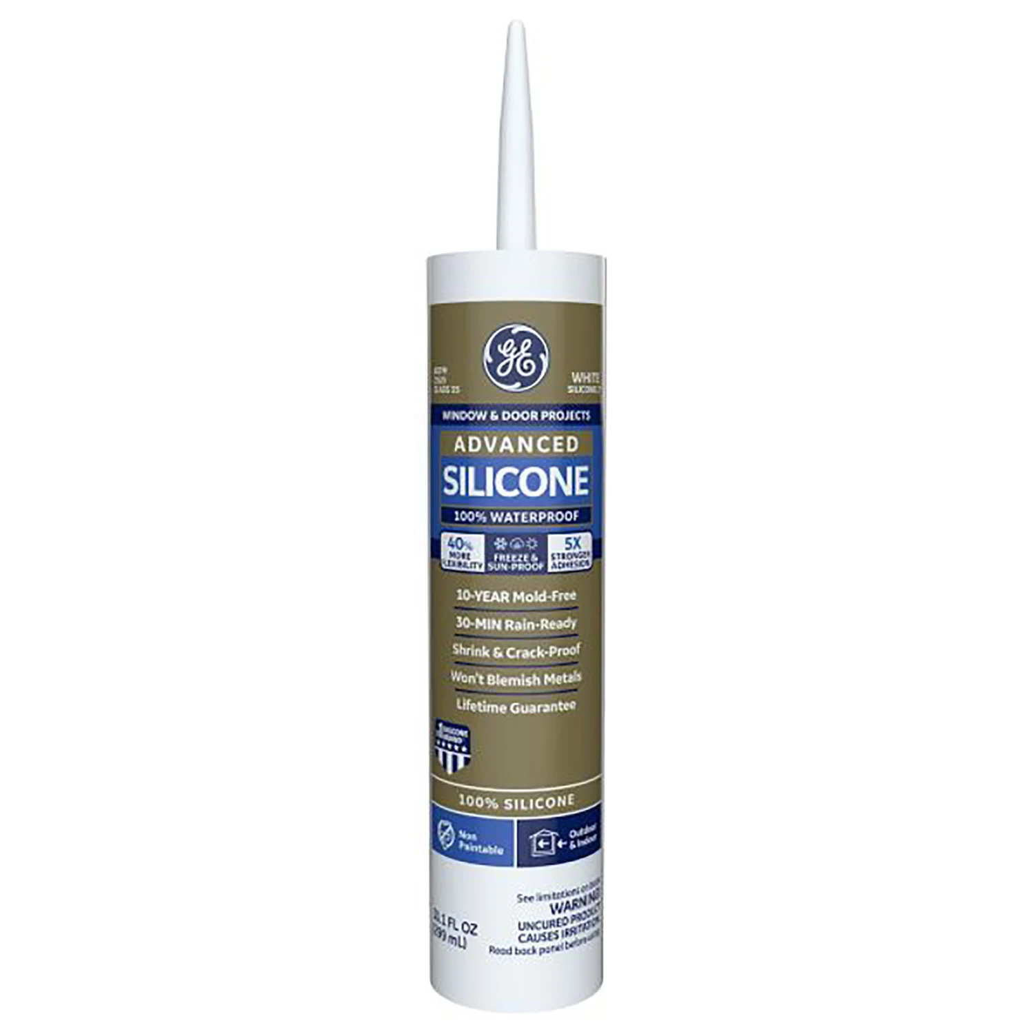 Advanced Silicone 2 Window & Door Sealant, White, 10.1 Oz. Tube