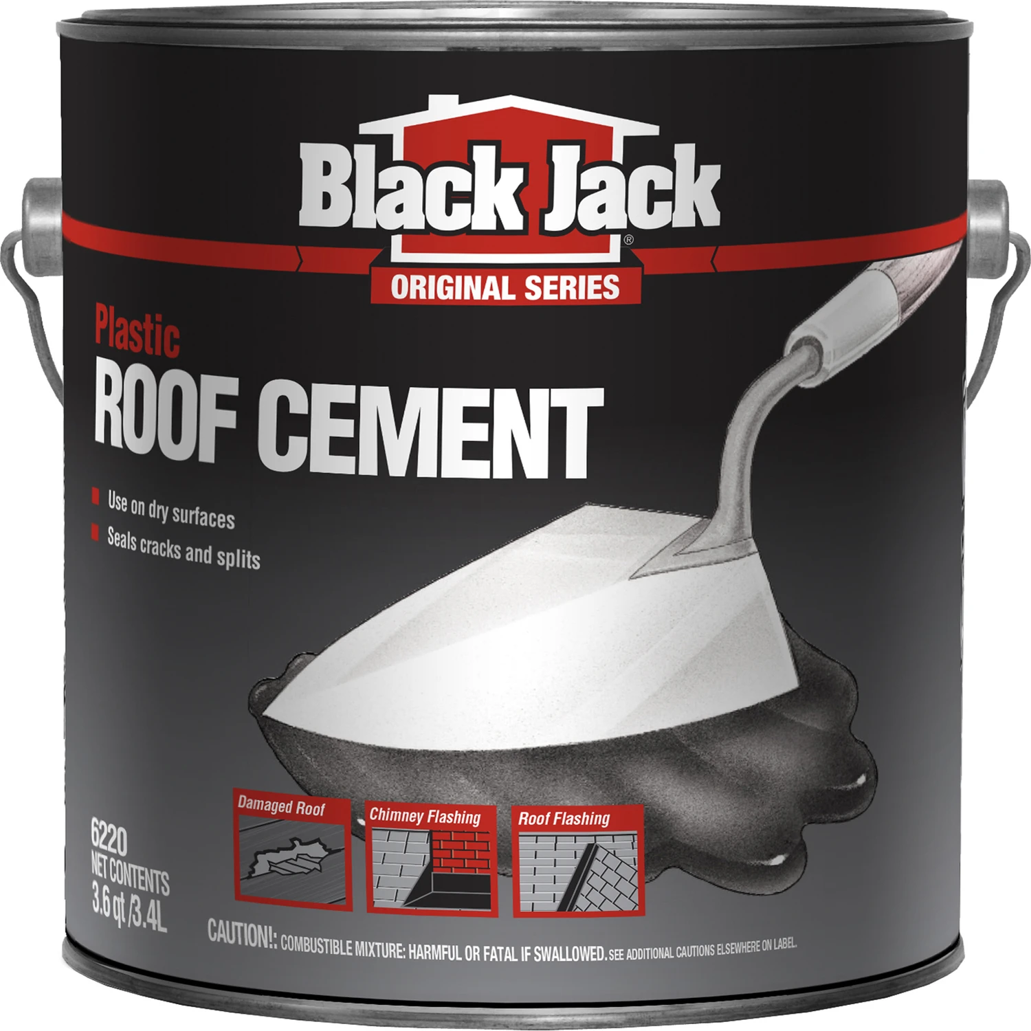 Fibered Plastic Roof Cement, 3.6-Qt.