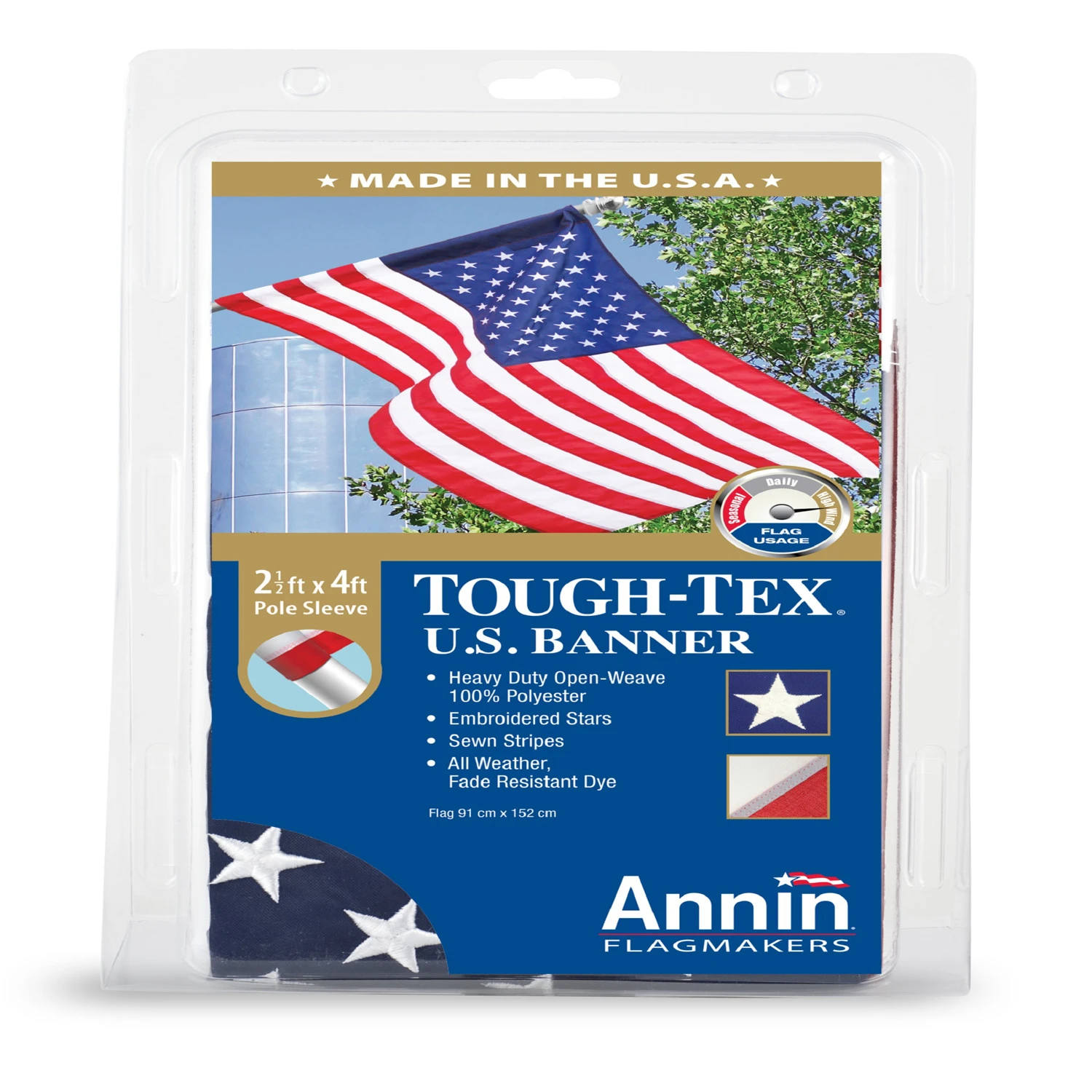 Tough-tex 2.5 Ft. X 4 Ft. Polyester American Banner Flag