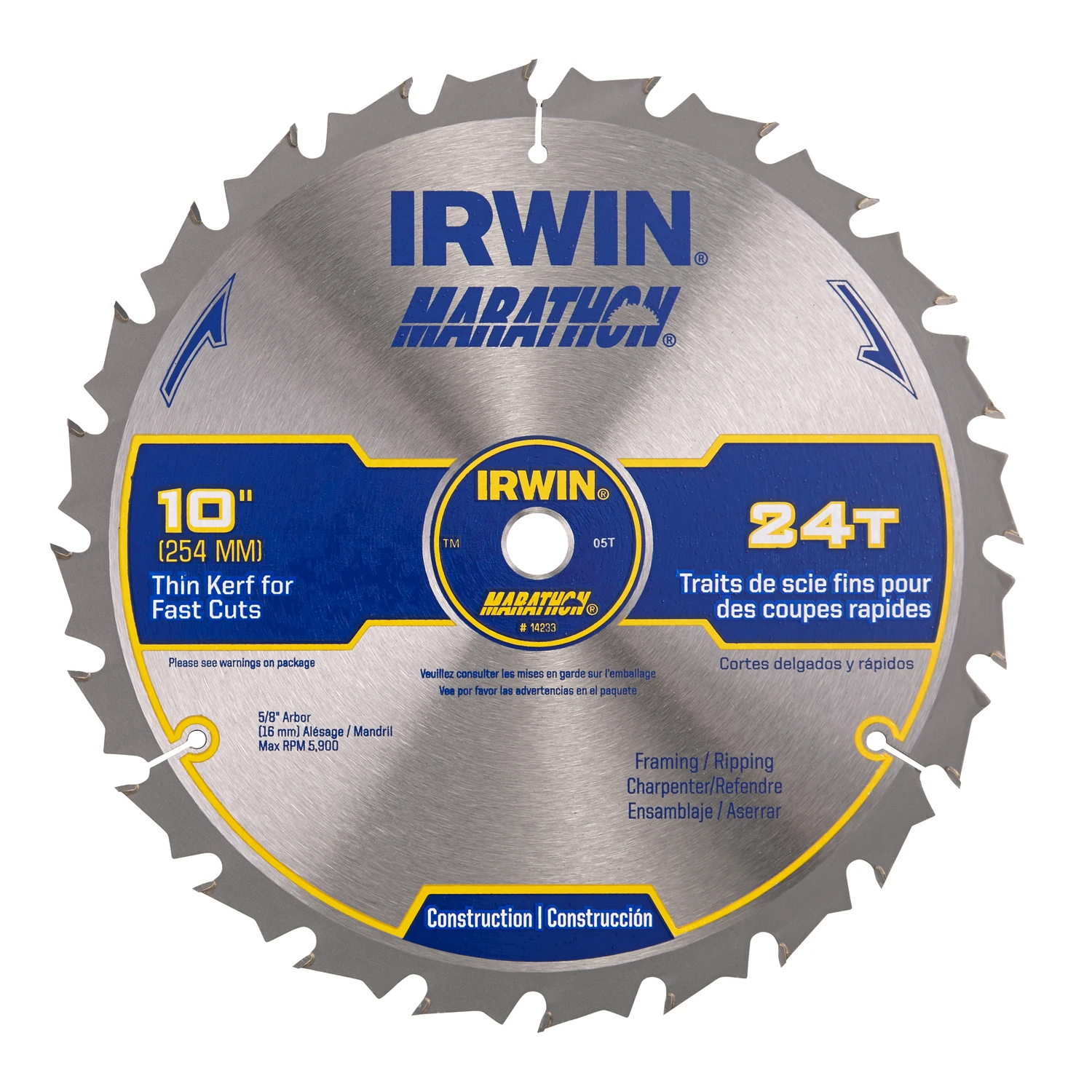 Marathon 10 In. 24-tooth Carbide Circular Saw Blade, 5/8 In. Arbor, 1 Pk