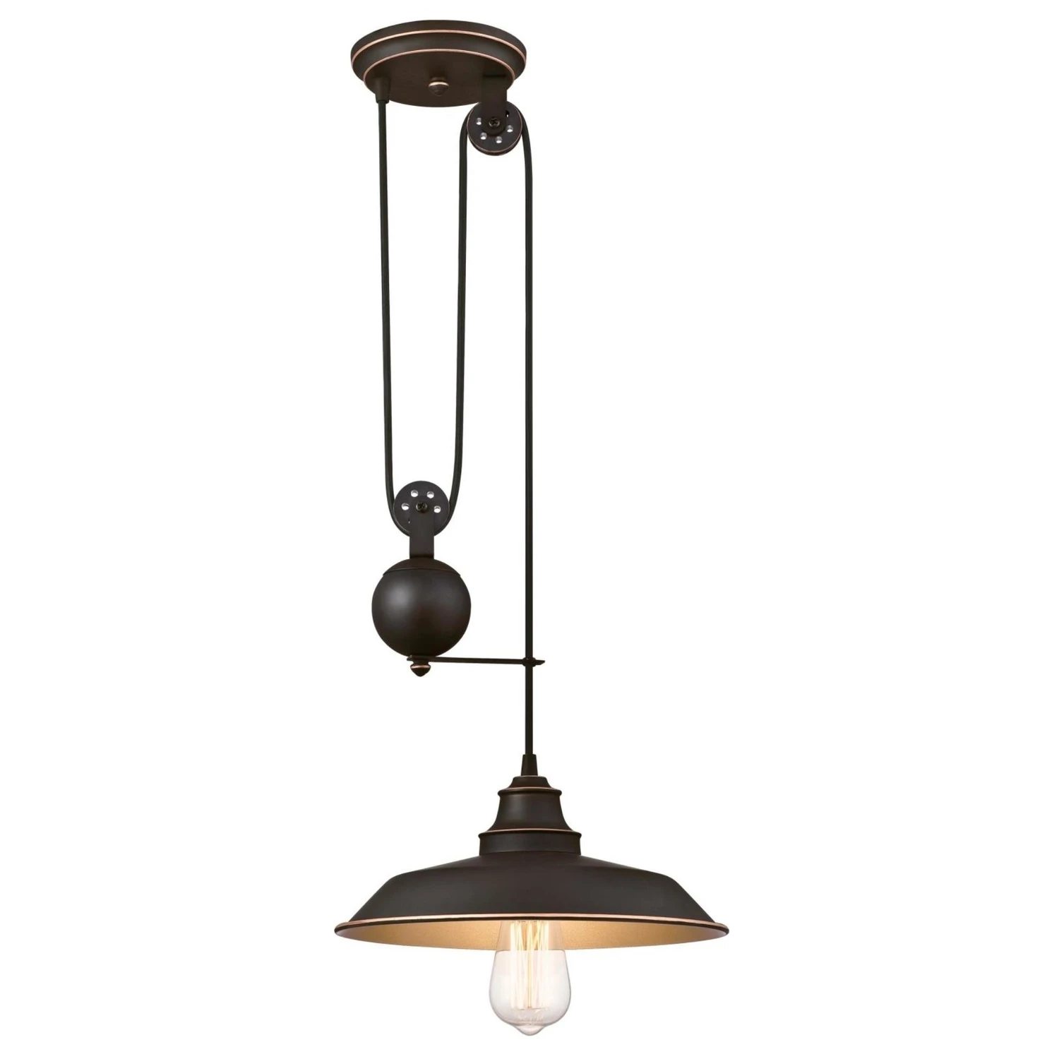 Iron Hill Oil Rubbed Bronze 1-light Adjustable Pulley Pendant Fixture