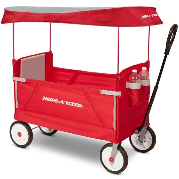 3-In-1 EZ Fold Wagon with Canopy, Collapsible Utility Cart for Outdoor and Indoor Use