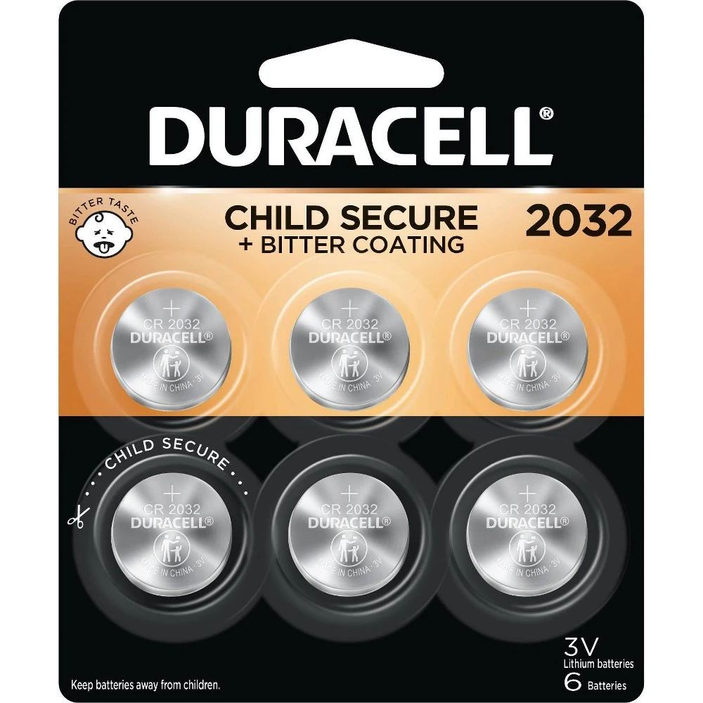 Duracell DL2032B6PK Electronic/Thermometer/Watch Battery, 3 V Battery, 2032 Battery, Lithium