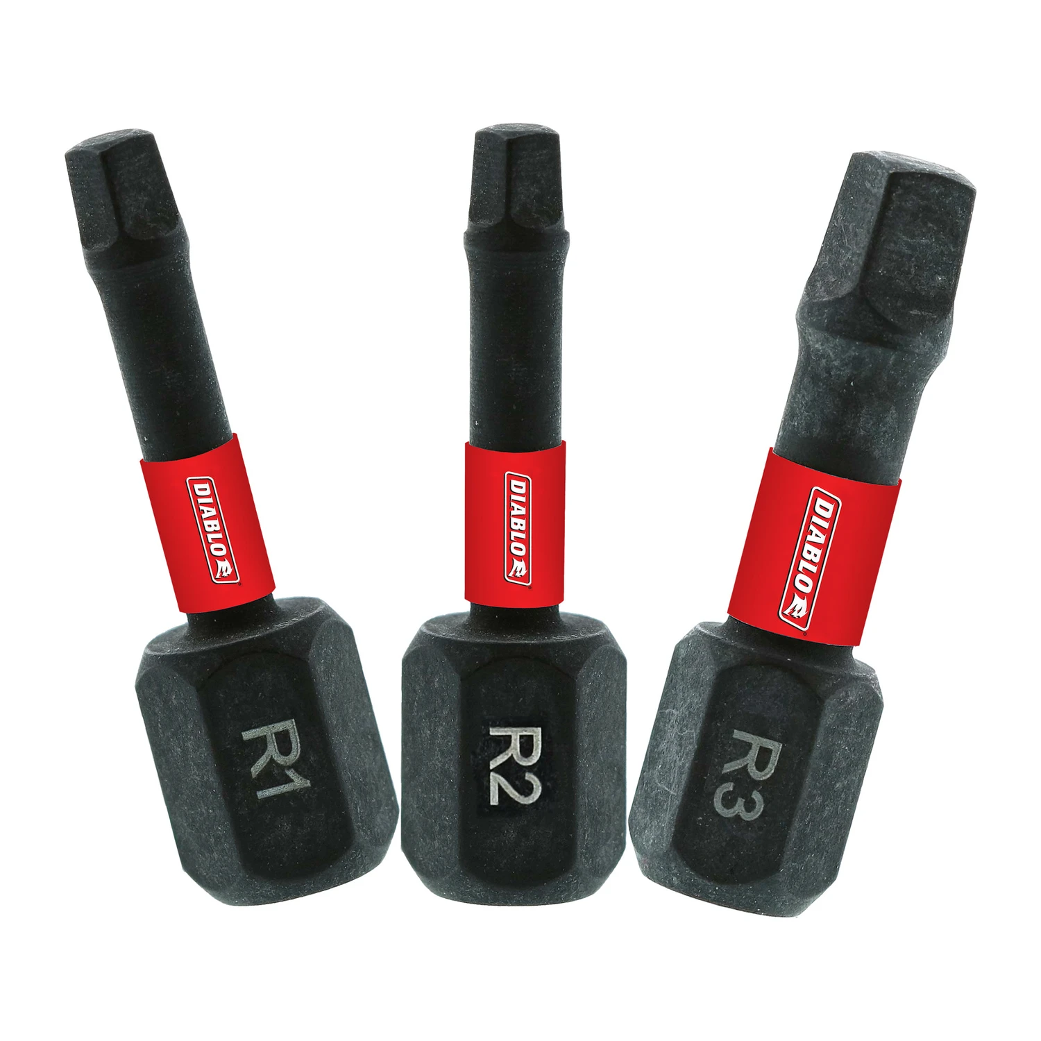 3-piece 1 In. Square Impact Screwdriver Bit Set - #1, #2, #3