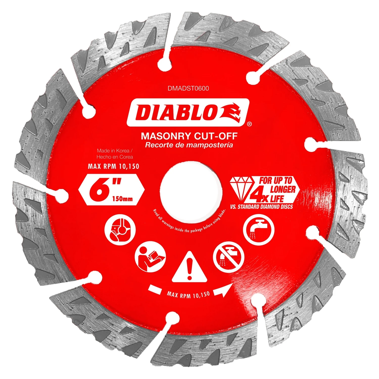 6 In. Diamond Segmented Turbo Rim Dry/wet Cut-off Disc - Model Dmadst0600
