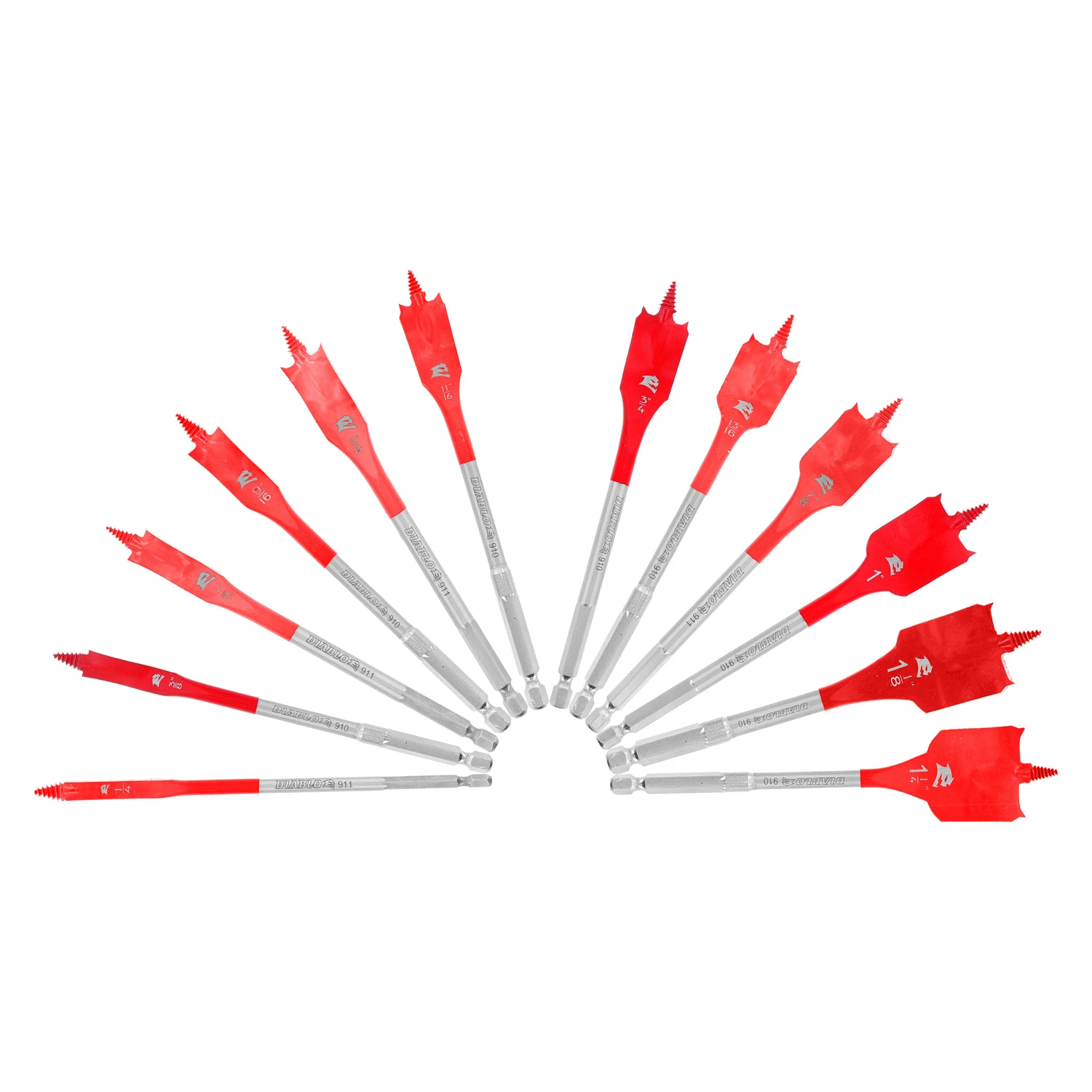 Speedemon 12-piece High Speed Steel Spade Bit Set For Clean Wood