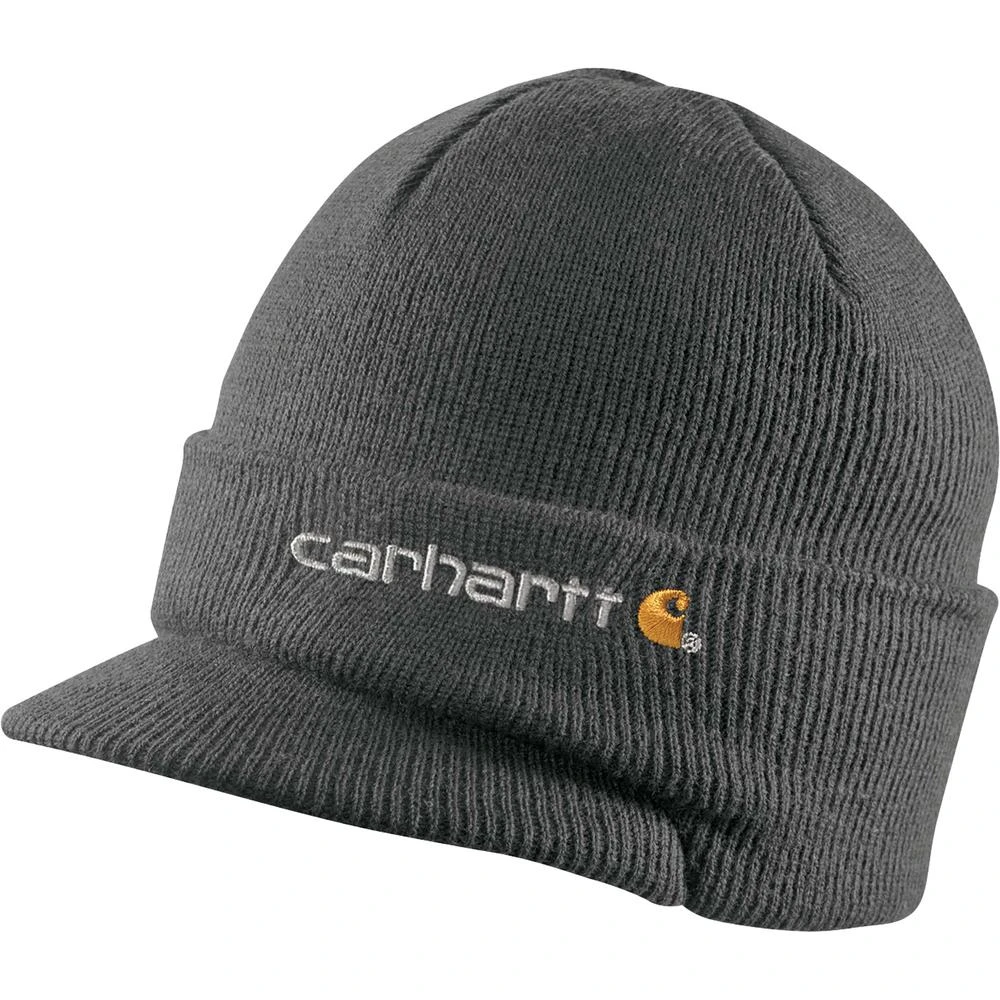 Coal Heather Knit Hat with Visor, One Size Fits All