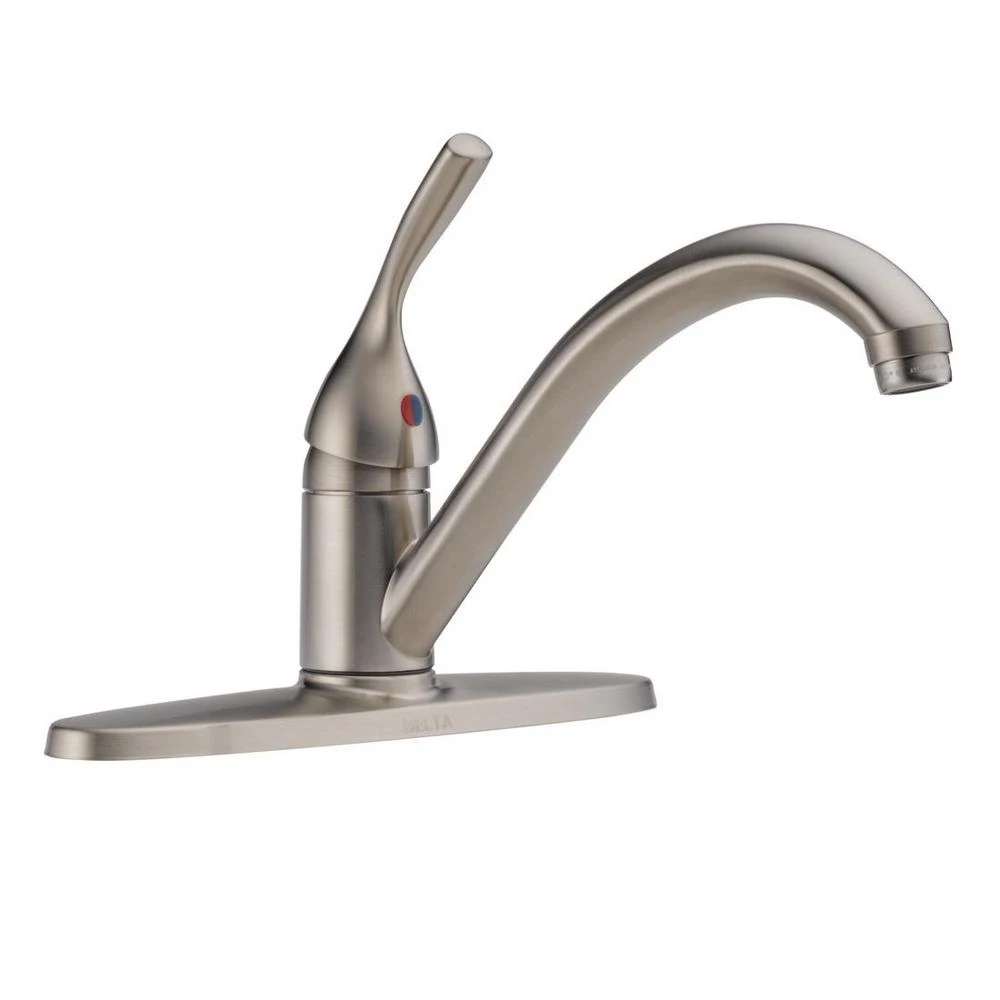Classic Single Handle Kitchen Faucet, Stainless Steel, 3 Hole Installation