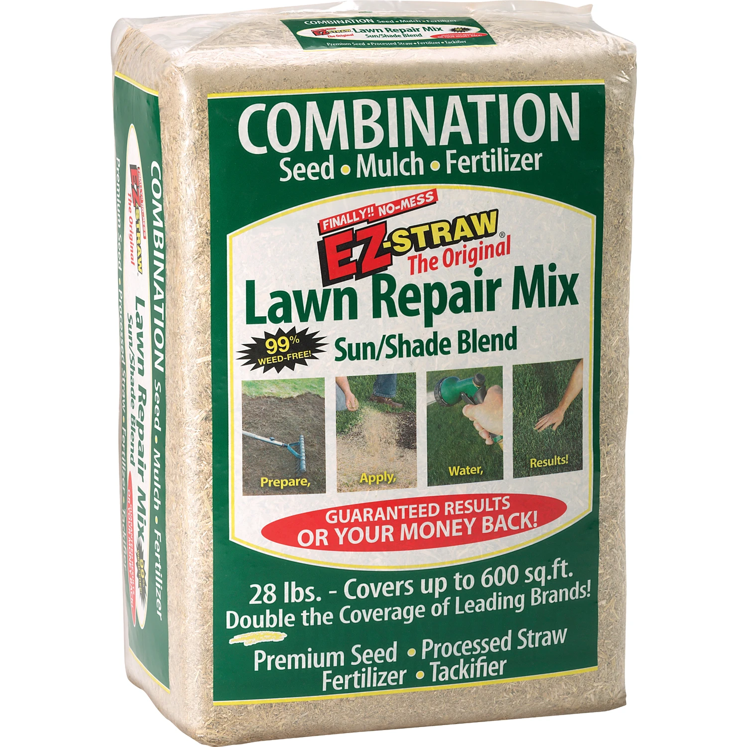 Ez-straw Lawn Repair Kit 28 Lb - Sun Or Shade Blend With Fertilizer