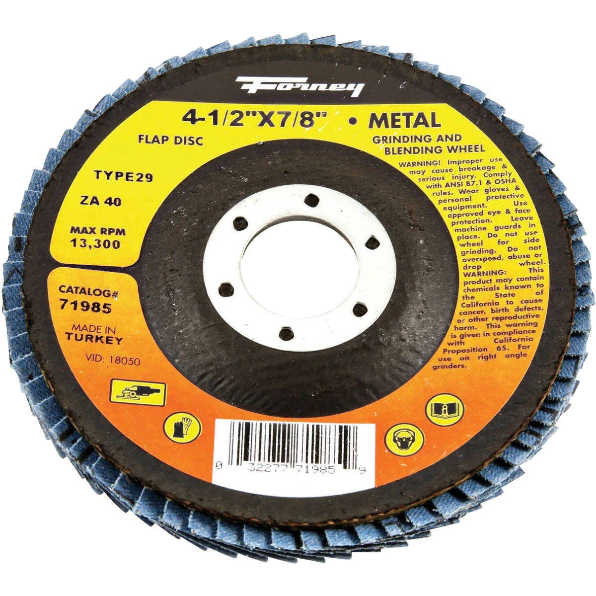 4-1/2 In. X 7/8 In. 40-grit Type 29 Blue Zirconia Flap Disc