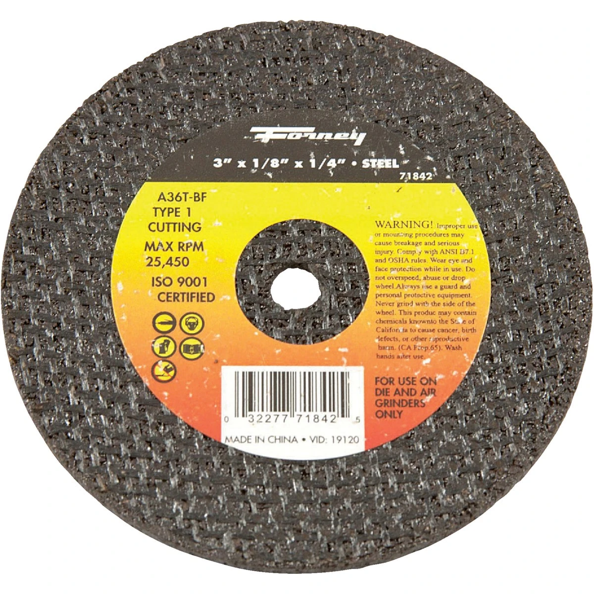 Type 1 3 In. X 1/8 In. X 1/4 In. Aluminum Oxide Metal Cut-off Wheel