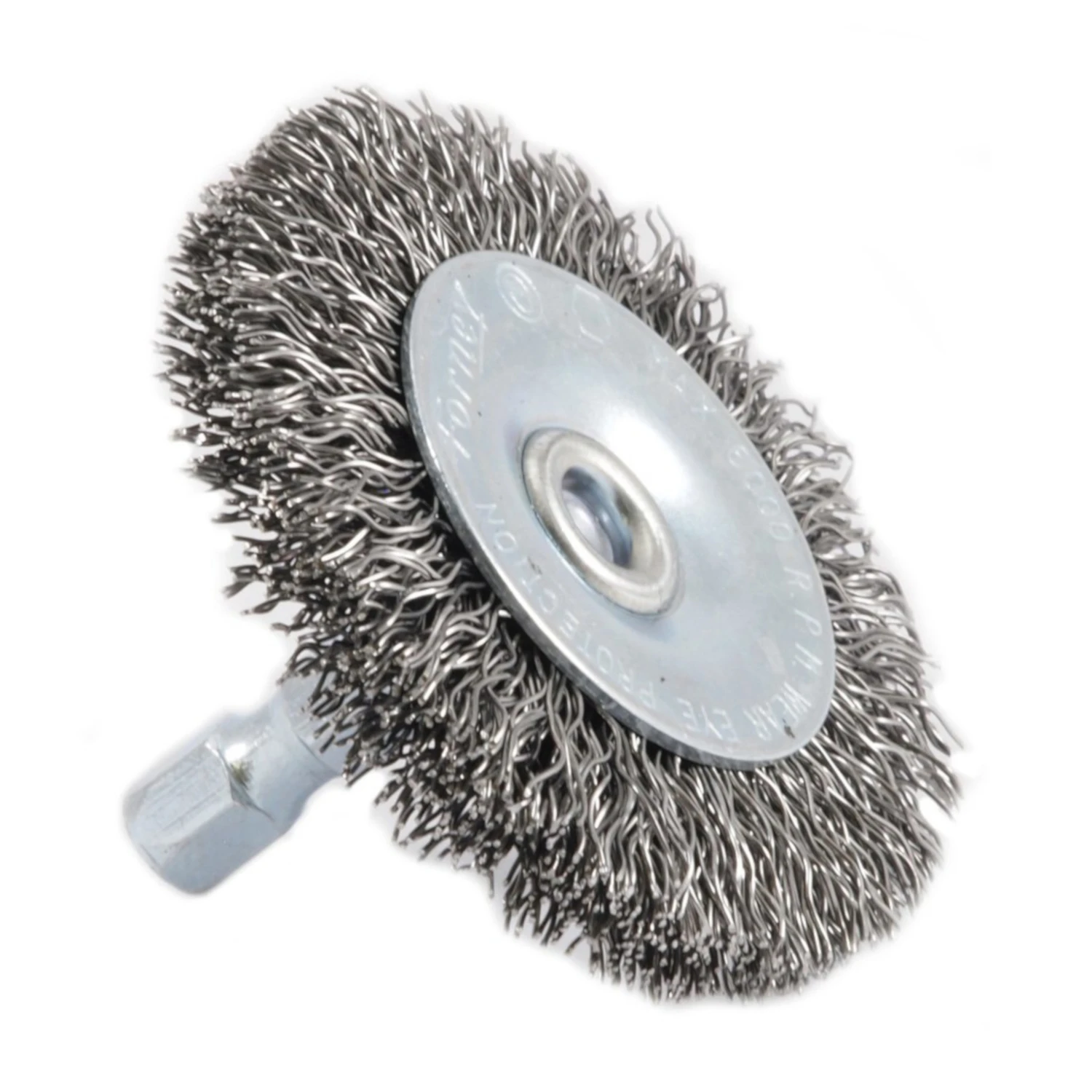 2 In. Crimped Wire Wheel Brush With 1/4 In. Hex Shank, Coarse Style