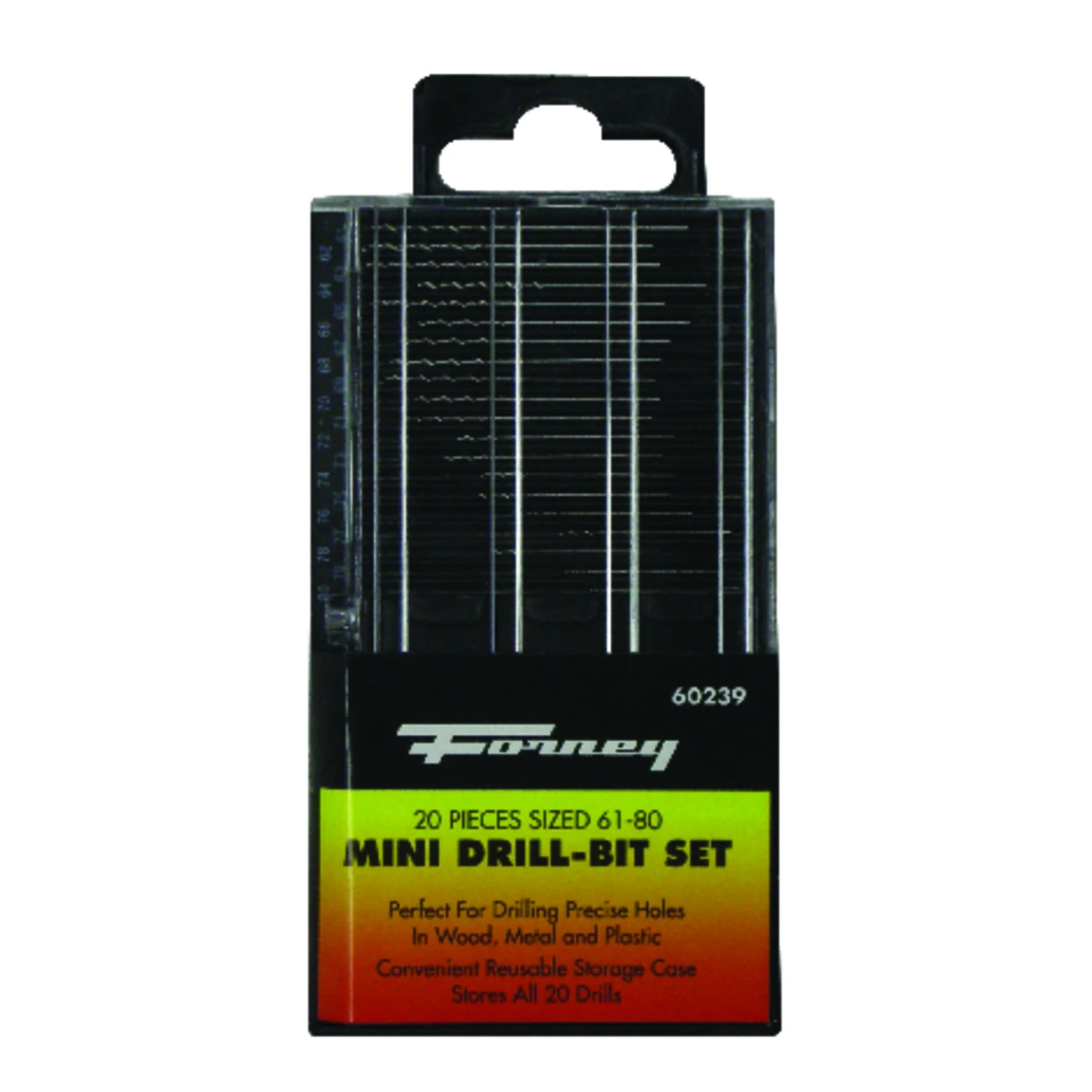 20-piece Mini Drill Bit Set, Sizes 61-80, High Speed Steel