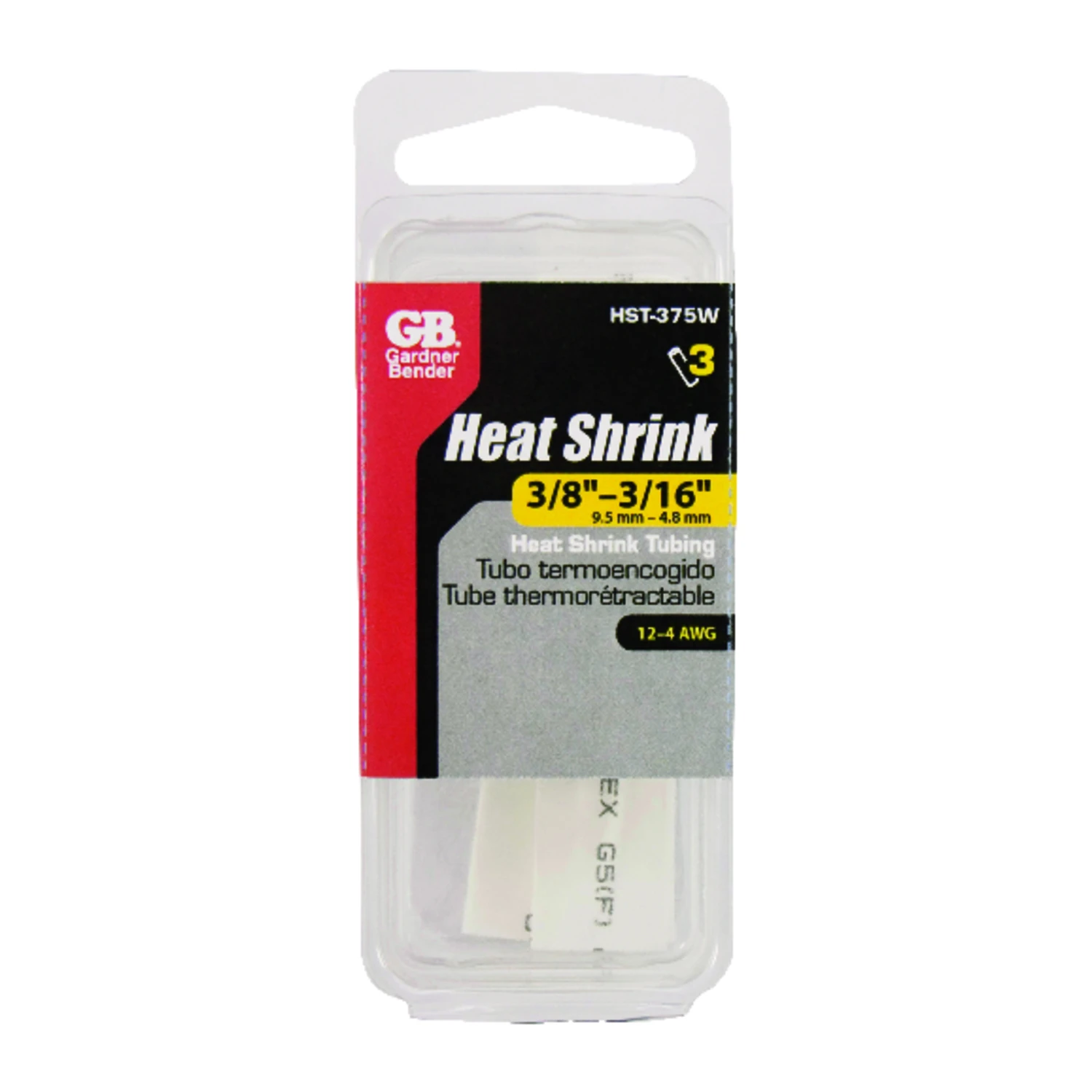 Heat Shrink Tubing, 3/8-3/16 x 4-In., White