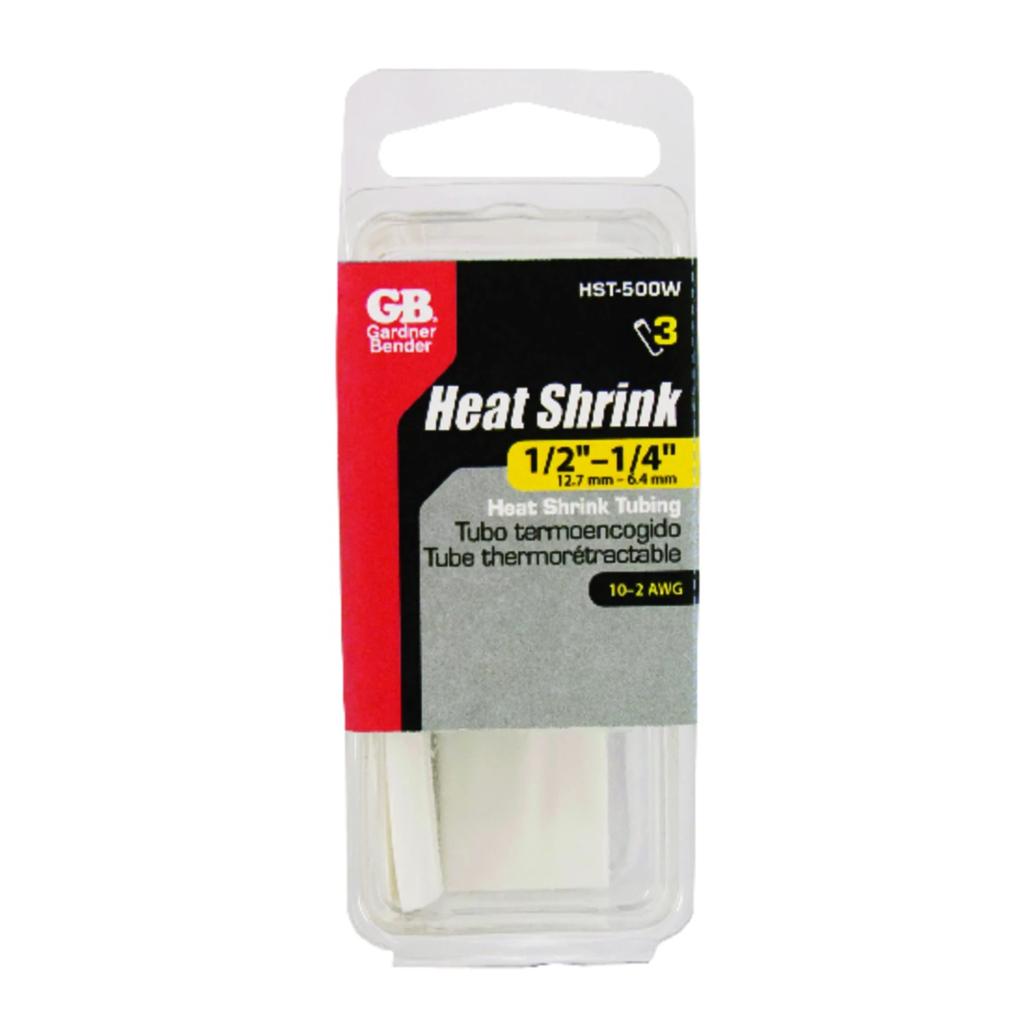 Heat Shrink Tubing, 1/2-1/4 x 4-In., White